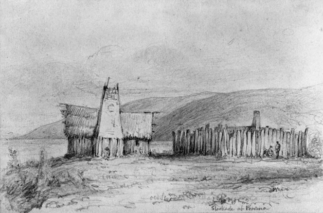 Swainson, William, 1789-1855 :Police stockade - Porirua Harbour, 1845.