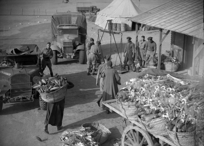 Vegetables from Egyptian gardens arriving at New Zealand Supply Depot, Maadi, Egypt