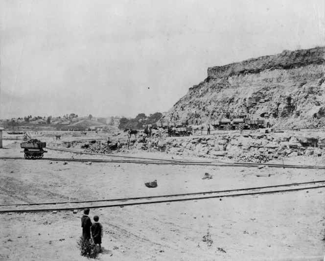 Point Britomart being demolished, Auckland - Photograph taken by Herbert Deveril