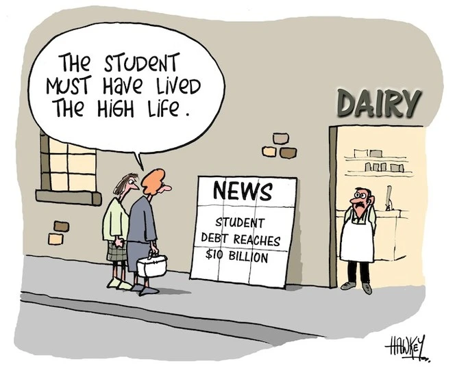 'News, Student debt reaches $10 billion'. "The student must have lived the high life." 11 April, 2008