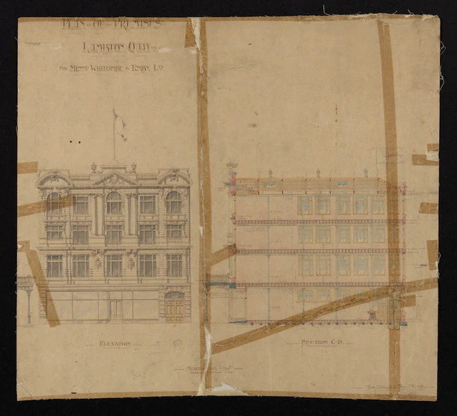 Thomas Turnbull & Sons Ltd :Plans of premises, Lambton Quay, for J R Blair Esq. [and] [Plans of premises and alternative plans for offices and dining room in Whitcombe & Tombs Building, Wellington for Messrs Whitcombe & Tombs, Ltd. 1891-1907].