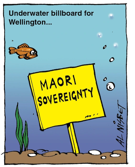 Underwater billboard for Wellington... MAORI SOVEREIGNTY. 23 April, 2004