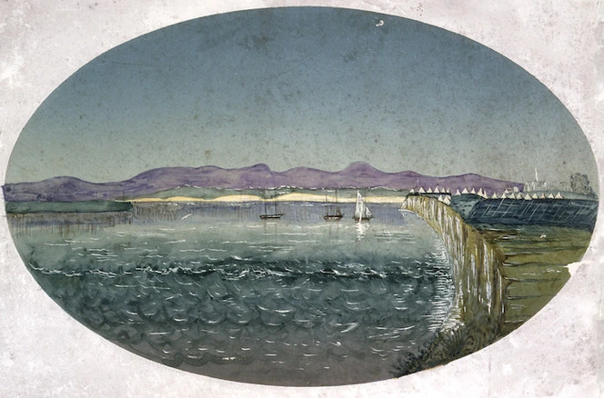 Artist unknown :Tauranga, at time of Gate Pa Battle. [ca 1863].