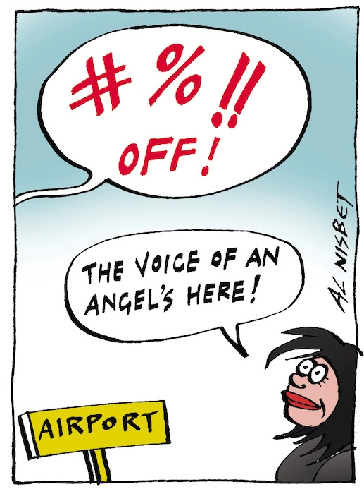 "#%!! Off!" "The Voice of an angel's here!" Airport. 16 June, 2005