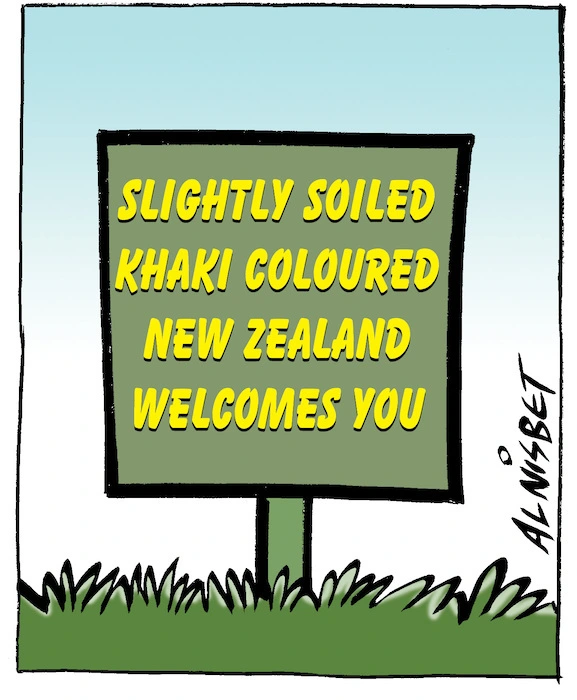 'Slightly soiled khaki coloured New Zealand welcomes you'. 2 February, 2008