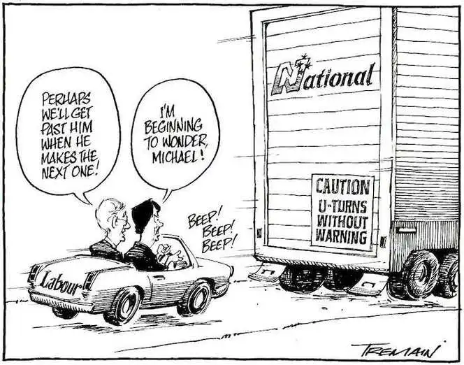 'Caution, u-turns without warning'. "Perhaps we'll get past him when he makes the next one!" "I'm beginning to wonder, Michael!" 4 February, 2008