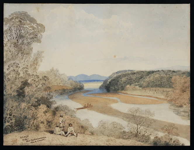 McCleverty, William Anson, 1806-1897 (attributed): Reach in the River Ruamahanga, Wairarapa
