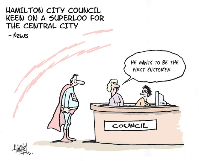 Hamilton City Council keen on a superloo for the central city - News. "He wants to be the first customer." 21 October, 2005.