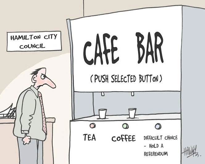 Hamilton City Council. Cafe bar. "Push selected button". 22 February, 2006.