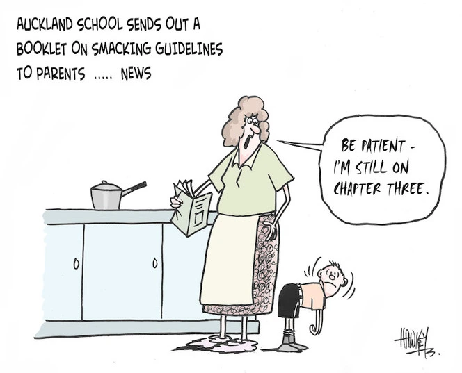 Auckland school sends out a booklet on smacking guidelines to parents...News. 25 August 2005.