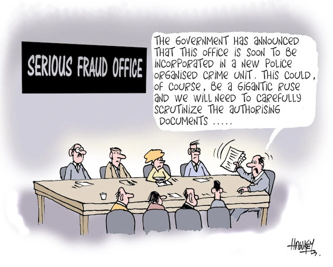 "The government has announced that this office is soon to be incorporated into a new police organised crime unit. This could, of course, be a gigantic ruse and we will need to carefully scrutinize the autorising documents..." 12 September, 2007