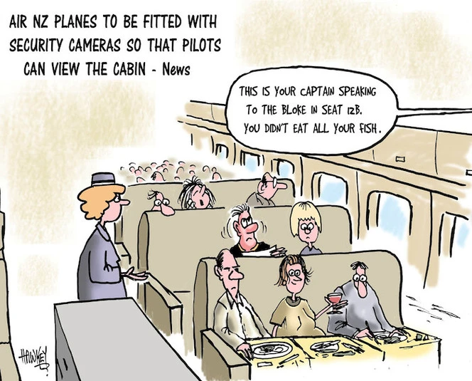 Air New Zealand planes to be fitted with security cameras so that pilots can view the cabin - News. "This is your captain speaking to the bloke in seat 12B, you didn't eat all your fish." 17 July, 2007