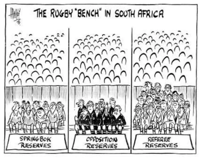 Hawkey, Allan Charles 1941- :The Rugby 'Bench' in South Africa. Waikato Times, 12 August 2002.