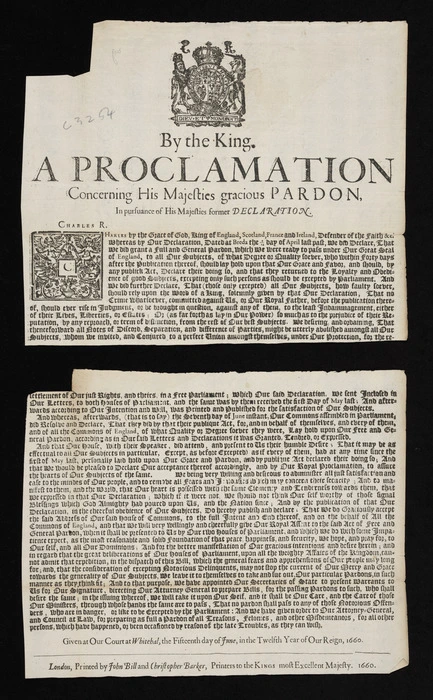 By the King. A proclamation concerning His Majesties gracious pardon, in pursuance of His Majesties former declaration.