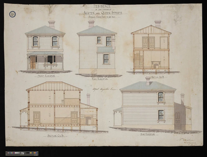 Crichton, William, 1862-1928 :Residence at the corner of Austen and Queen Streets [for] Alfred Augustus Green. 1 8. 1885