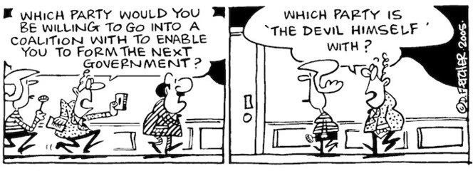 "Which party would you be willing to go into a coalition with to enable you to form the next government?" 5 September, 2005.