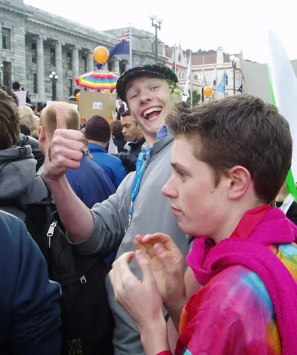 Photographs of demonstrations for and against the Civil Union Bill