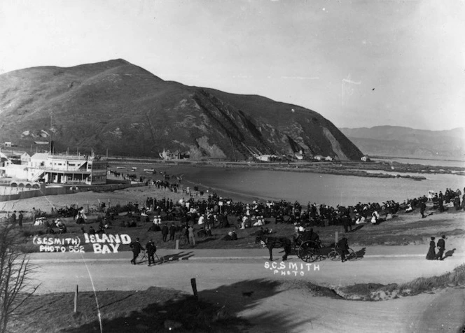 A crowd at the beach, Island Bay, Wellington