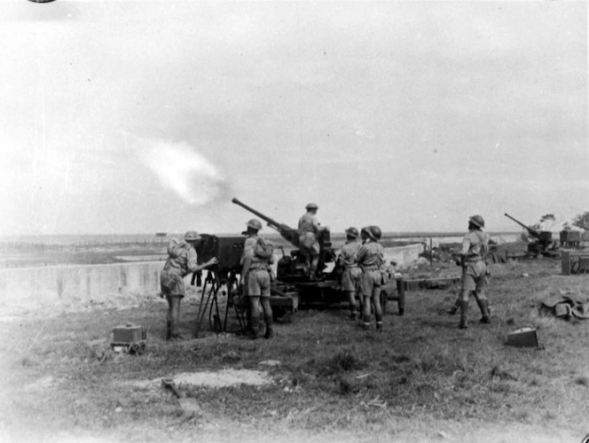 39 Company AA Regiment NZA, practice shoot from Suva Point, Fiji.