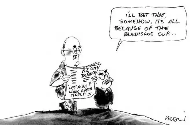 Moir, Alan, 1947- :I'll bet that, somehow, its all because of the Bledisloe Cup... Sydney Morning Herald, 8 May 2001.