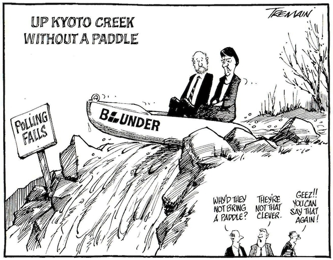 Tremain, Garrick, 1941- :Up Kyoto Creek without a paddle. Otago Daily Times, 17 June 2005.