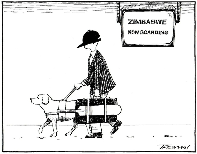 Tremain, Garrick, 1941- :Zimbabwe. Now boarding. Otago Daily Times, 30 June 2005.