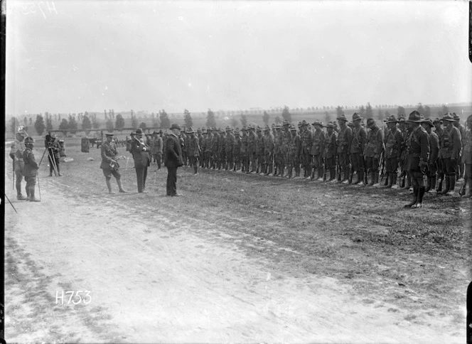 William Massey addressing the New Zealand Tunnelling Company near Arras, during World War I