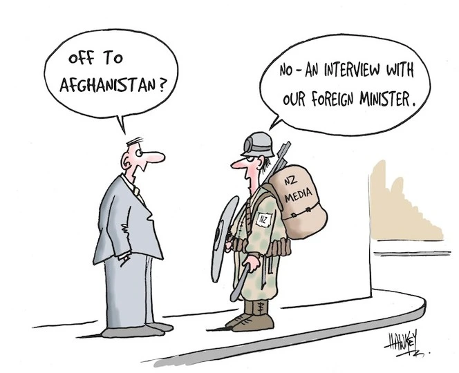 "Off to Afghanistan?" "No - an interview with our Foreign Minister." 20 July, 2006.