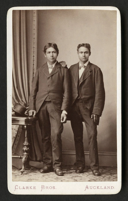 Clarke Brothers (Auckland) fl 1878: Portrait of two unidentified young men
