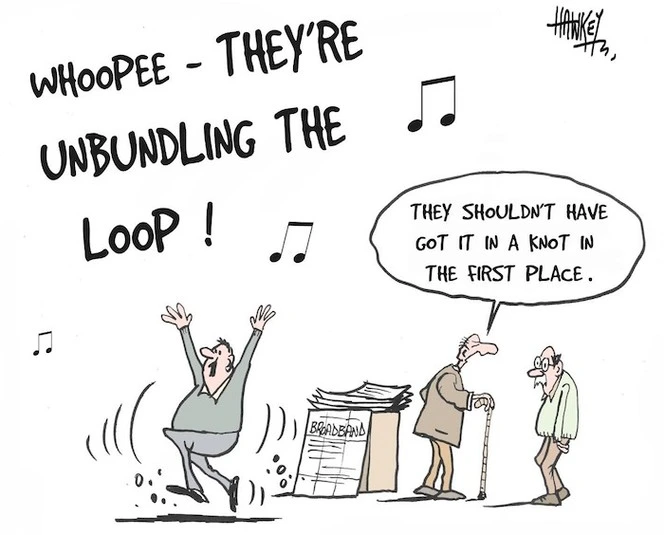 "WHOOPEE - THEY'RE UNBUNDLING THE LOOP!" "They shouldn't have got it in a knot in the first place." 4 May, 2006