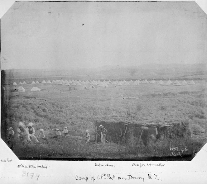 Camp of the 65th Regiment near Drury, Auckland