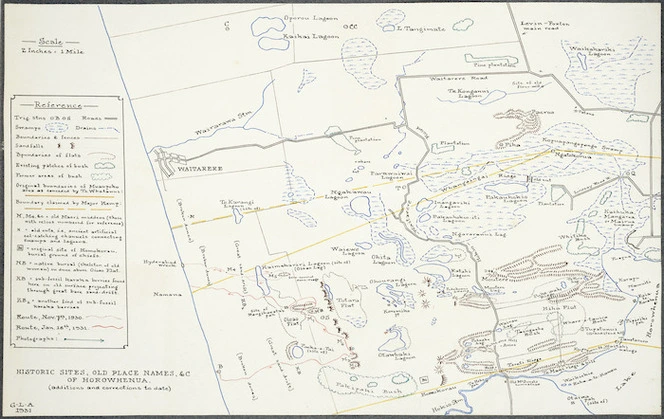 Map of place names and historic sites, Horowhenua district