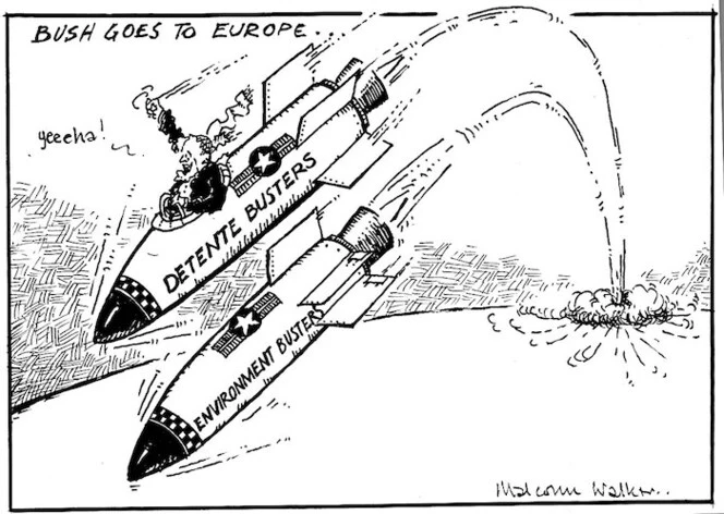 BUSH GOES TO EUROPE... Detente busters. Environment busters. Sunday News, 17 June 2001