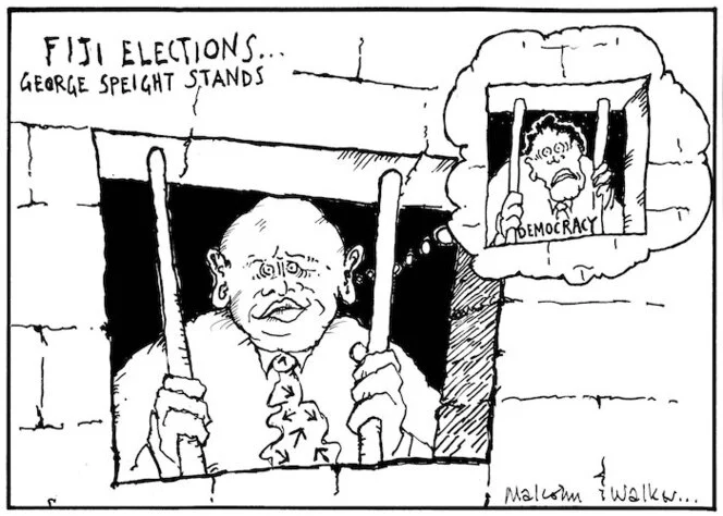 FIJI ELECTIONS... George Speight stands. Democracy. Sunday News, 26 August 2001