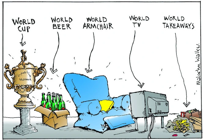 World Cup. World Beer. World Armchair. World TV. World Takeaways. Sunday News, 3 October 2003