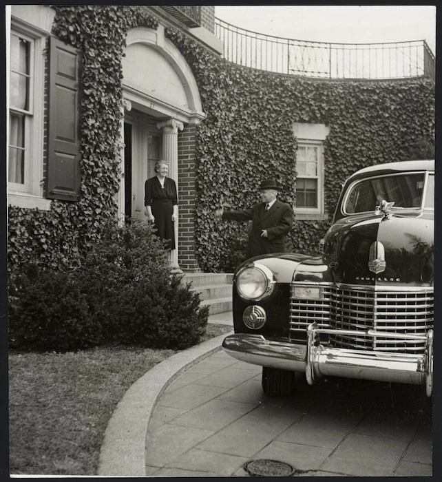 Walter Nash, New Zealand Minister to the United States, and his wife, at their house in Washington DC