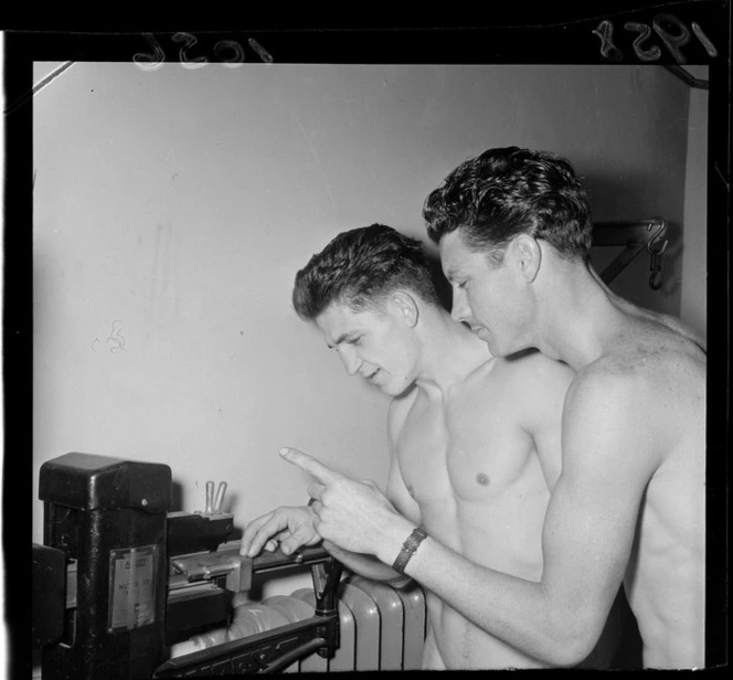 Boxers Don Barnes and Barry Brown weighing in