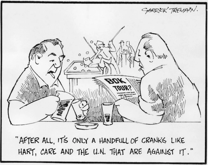 Tremain, Garrick, 1941- :After all, it's only a handful of cranks like Hart, Care and the U.N. that are against it. Bok Tour? 29 February 1972.