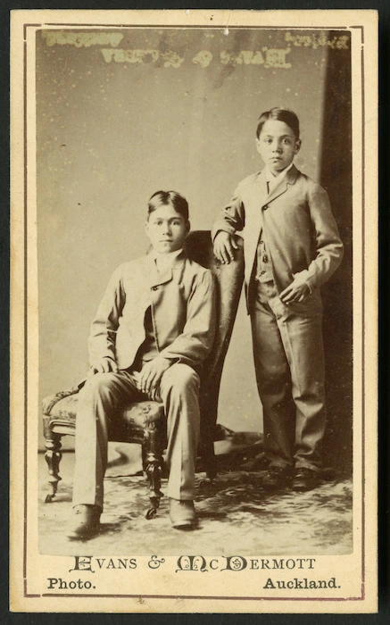 Evans & McDermott (Auckland) fl 1870s :Portrait of the 2 Warbrick boys (Rotorua)