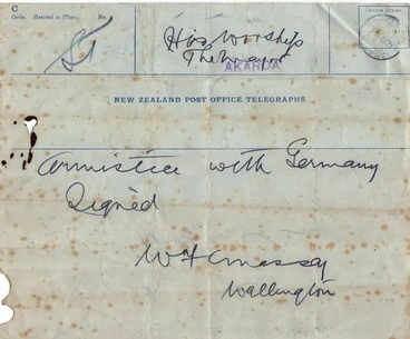 Image: Armistice telegram