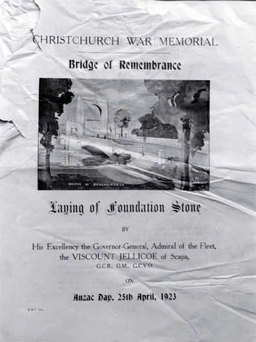 Image: Poster advertising the laying of the foundation stone of the Bridge of Remembrance