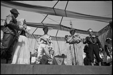 Image: Opera burlesque presented by members of the Kiwi Concert Party in Volturno Valley, Italy, World War II - Photograph taken by George Kaye