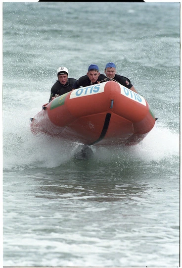 Image: Surf lifeboat crew in action at the Wellington Surf Life Saving Championships - Photograph taken by Melanie Burford