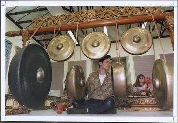 Image: Wellington composer Gareth Farr playing the gamelan - Photograph taken by Phil Reid
