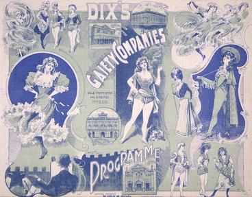 Image: Dix's Gaiety Company :Programme for week ending Friday, December 20, Theatre Royal [Wellington. 1901. Green and blue cover spread].