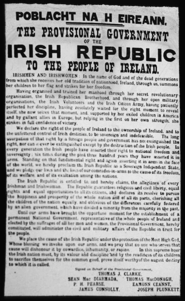 Image: Poblacht Na H Eireann; the Provisional Government of the Irish Republic to the people of Ireland