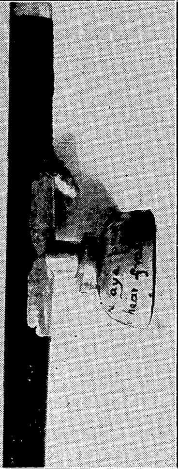 Image: Evening I'ost" Photo.. OPIUM PIPE, captured during Saturday night's raid in ■ Haining street. (Evening Post, 22 February 1932)