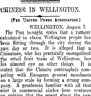 Image: CHINESE IN WELLINGTON. (Otago Daily Times 9-8-1906)