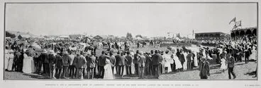 Image: WAIRARAPA A. AND P. ASSOCIATION'S SHOW AT CARTERTON: GENERAL VIEW OF THE SHOW GROUNDS, SHOWING THE PARADE OF STOCK, OCTOBER 29, 1908.