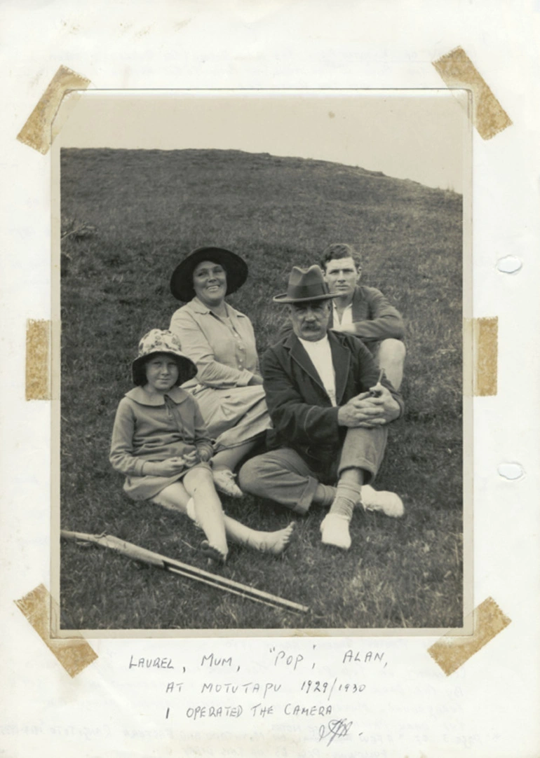 Image: Laurel, Mum, "Pop", Alan at Motutapu 1929/30 I operated the camera T J H